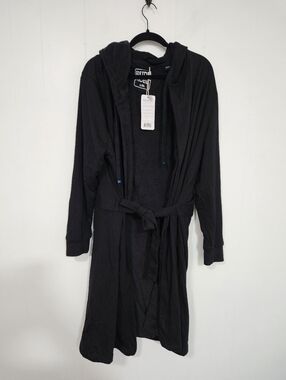 NWT Dude Robe Black Hooded Robe with Drawstring